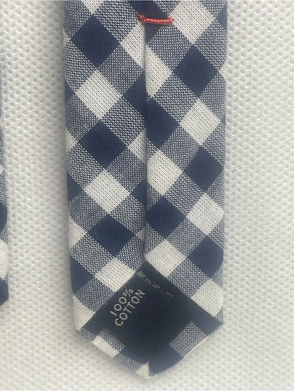J. Crew The Gingham Slim Cotton Tie 2.25” Necktie Skinny Navy Blue White Checked
